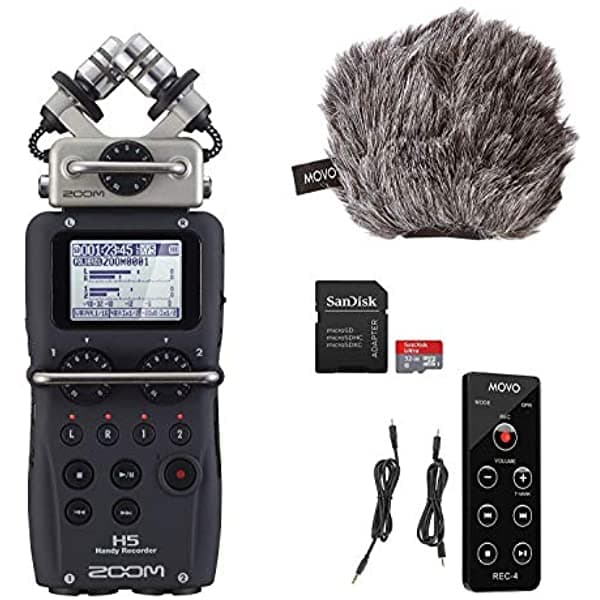 Zoom H5 Portátil Grabador 4 Pista Grabador Movo Accesorios De Estudio De Paquete De Bundadores Incluidos El Parabrisas Remoto Y 32Gb Sdhc Memory Tarjeta Zoom H5+WS9+REC4+32GB
