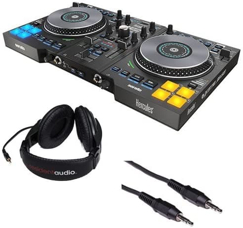 Hercules Djcontrol Jogvision Dj Software Controlador R100 Stereo Auriculas Y Mini Mali Mine Mini Cable Mal Male Negro 3 '