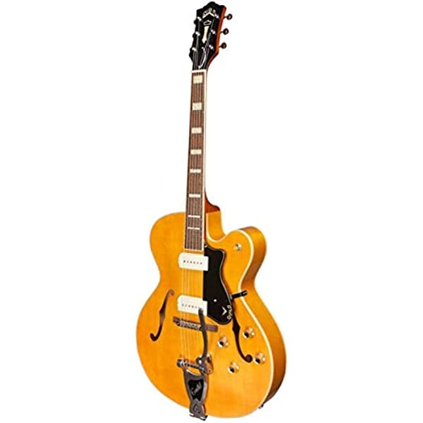 Guild X-175B Manhattan Guitarra eléctrica hollow body en Rubio 17" single cut con trémolo, Newark St. Collection, con estuche rígido 379-5005-801