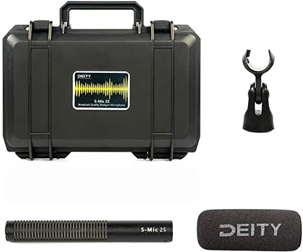Deity S-Mic 2S Micrófono shotgun resistente al agua con estuche rígido, bajo ruido inherente, resistente a la intemperie y a interferencias RF, alimentación phantom 24V 48V, ultra baja coloración