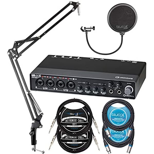 Steinberg Ur44C 6X4 Usb Audio Placa Windows Mac Ipad Bundle Blucoil 2 Paquete De 10 Pies Cables Xlr Equilibrados De 2 Paquetes De 10 Pies De Instrumento Recto Cable 1 4 Pulgadas Arm Arms Más Filtro Pop