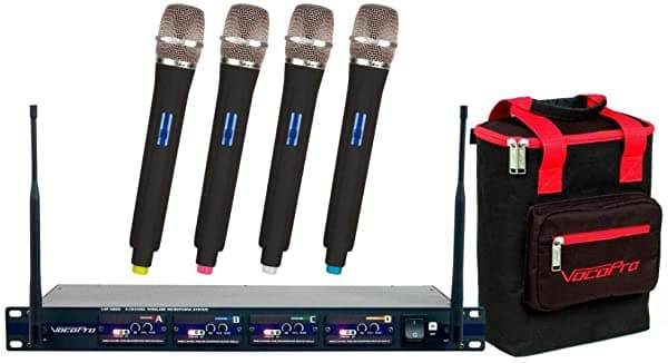 Vocopro Uhf-5800 Plus - Sistema Inalámbrico De 4 Micrófonos Con Correa De Bolsa De Micrófono 9 UHF-5800-9 PLUS