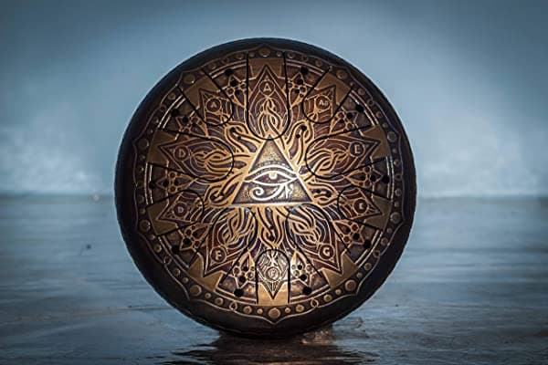 Shamanicshop Kosmosky Tank Drum 12" (30 cm) KSY-156 "Ojo de Horus" en Re menor/Tambor de Acero/Tambor de Lengüetas/Cuenco Cantor