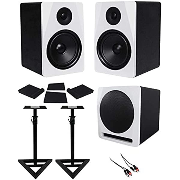2 Rockville Apm8W 8 Monitores De Estudio De Potenciado+Subwoofer Activo+Partir+Pads APM8W+APM10W+RCDSTR10B+RCDR10B+RVSM1PACK