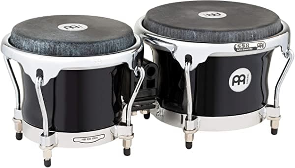Meinl percusión Bongos Profesionales Con Carcasa De Fibra De Vidrio Y Herrajes Cromados Acabado No Fabricado En China-Black Fiberskyn Remo Heads Sistema De Suspensión De Paseo Libre Garantía De 2 Años (Ffbr400Bk)