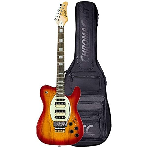 Godpsmusic 6 Cuerdas Sawtooth Et Híbrido Guitarra Eléctrica Floyd Rosa Spalted Arce Trans Cherry Chromacast Pro Series Fondos Derecha St Fl-Smtcb ST-ET-HYBRID-FL-SMTCB