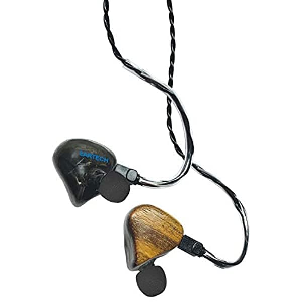 Eartech Music Bass-Strong - Controlador Triple De Alta Definición Ajuste Universal Aislante De Ruido Monitores Internos Con Placa Frontal De Madera Natural De Bocote