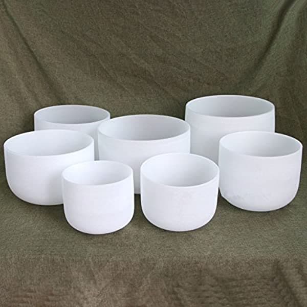Crystal Energy Bowls Conjunto De 7 Cuencos De Canto De Cristal De Cuarzo Helado 8 ''-12 ''