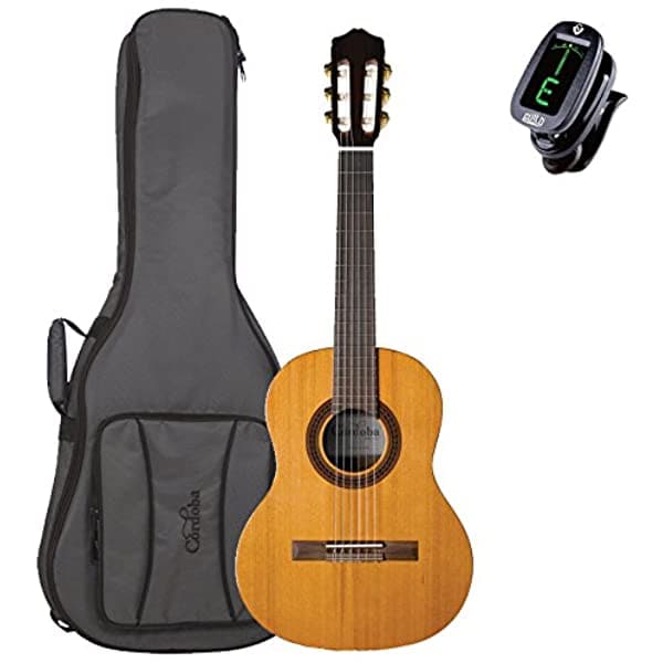 Cordoba Requinto 580 Guitarra Clásica Tamaño 1/2 Deluxe con Funda y Afinador Clip-On Requinto 1/2 Size