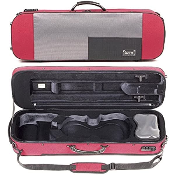 Bam Stylus 5001S 4 4 Estuche De Violín Exterior Rojo Y Plateado Interior
