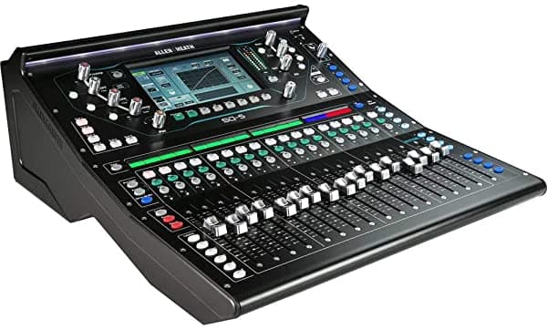 Allen & Heath SQ-5 Mezclador Digital, 48 Canales de Entrada, Pantalla Táctil Capacitiva de 7", Mezcla Automática de Micrófonos, Interfaz de Audio USB 32×32, Color Negro