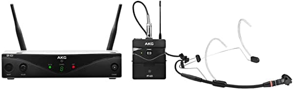 AKG Pro Audio WMS420 Sistema de Micrófono de Diadema Inalámbrico Band A: Receptor Estacionario SR420, Transmisor de Bolsillo P420 y Micrófono C555 WMS420 HEADWORN SET Band A