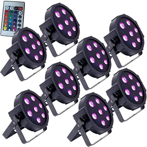 Adkins Professional lighting Sistema De Iluminación Ascendente 8 Flatpar Quad Color 7 X 10 Vatios Rgbw Up Luces Easy Remote Control upsys-20