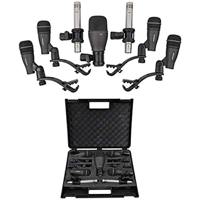 Samson Dk707 Drum Micrófono Kit-1 Kick+4 Snare+2 Mics De Lápiz+Boom+Mixer