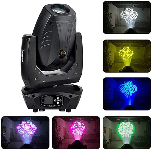 IMRELAX Luz de Escenario Cabeza Móvil 200W LED Zoom Beam 4 en 1 - Luz DJ DMX Disco 18 CH para Fiestas con Patrones