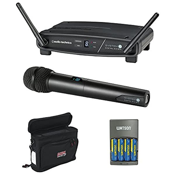 Audio-Technica ATW-1102 System 10 - Micrófono de Mano Inalámbrico Set GM-1W Mobile Pack y Kit de Cargador Rápido de 4 Horas