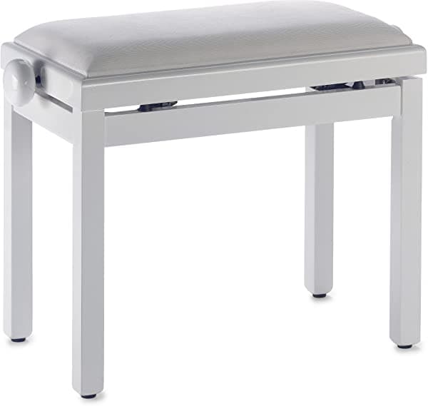 Stagg Pb39 Whp Vwh Piano Bench High Gloss White Acabado Y Asiento De Terciopelo Blanco