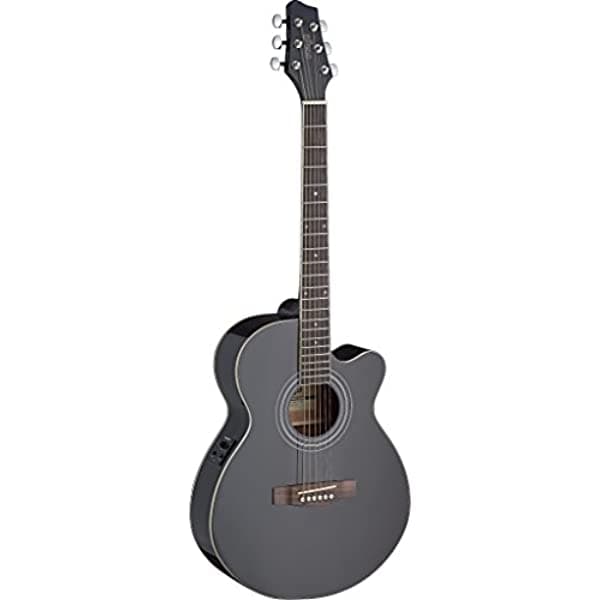 Stagg Sa40Mjcfi-Bk Cutway Acústica-Electric Mini Jumbo Concert Guitarra Black
