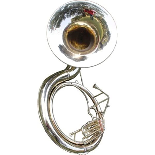 Queen Brass Sousafóne Tuba Grande 25 Válvulas Hecha Completamente De Latón Con Bolsa De Tuba En Acabado De Latón Plateado