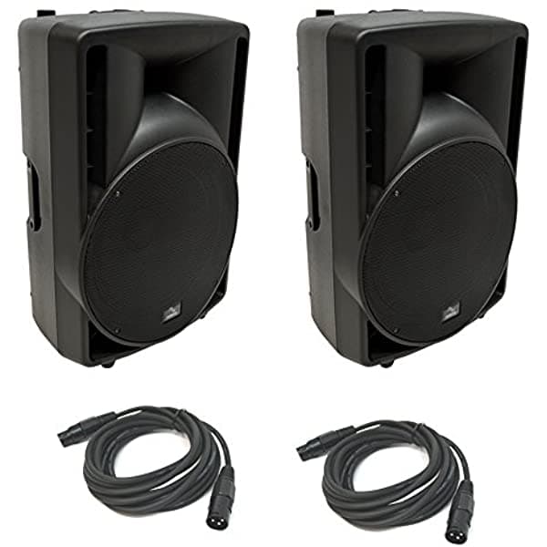 (2) Harmony Audio HA-C15A Pro DJ 15" Parlante PA Potenciado 1000 W de Audio & (2) Cable XLR HA-PA-PACKAGE30