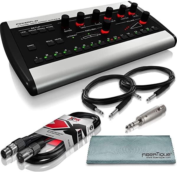 Behringer Powerplay 16 P16-M 16 Canales Personal Digital Y Bundle 1 4 Trs Cables + Cable Midi + Fibertique 4334432404