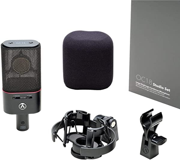 Austrian Audio OC18-STUDIO-SET, Micrófono OC18, Montura Araña, Clip para Micrófono, Paravientos, Estuche