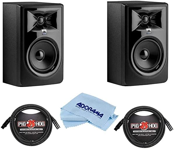 Jbl 2 Pack 306P Mkii Potenciados 6.5 Bundillo De Monitor De Estudio De Dos Vías 2 Paquete De 8 Mm Xlr Cable De Micrófono 3 Pin Xlr 3 Pin Xlr Tapado De Microfibra De 10 '