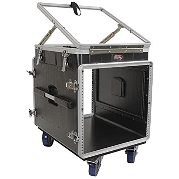 Gator Cases 12U ajustable parte superior, 10U parte inferior, rack para consola mezcladora de audio (GRC-12X10 PU)