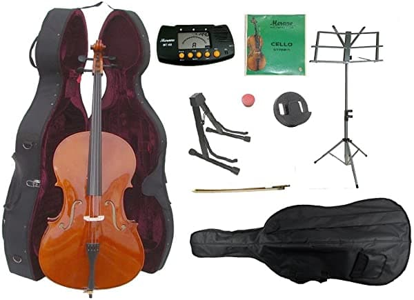 Merano MC150-3 Violonchelo (Cello) 1/4 para Estudiante con Estuche Rígido, Funda, 2 Arcos, 2 Juegos de Cuerdas y Soporte para Violonchelo