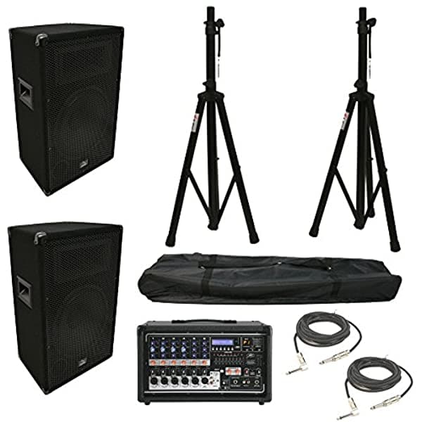 Harmony Audio HA-V12P Pro DJ Venue Series 12" Bocina Pasiva PA de 450W de 2 Vías, 3601840 Pvi6500 120US con Sección de Doble Alimentación y Control Independiente, Cable de Audio con Conector de 1/4 de Pulgada ASC-JYC5035-4.5 HA-PA-PACKAGE70