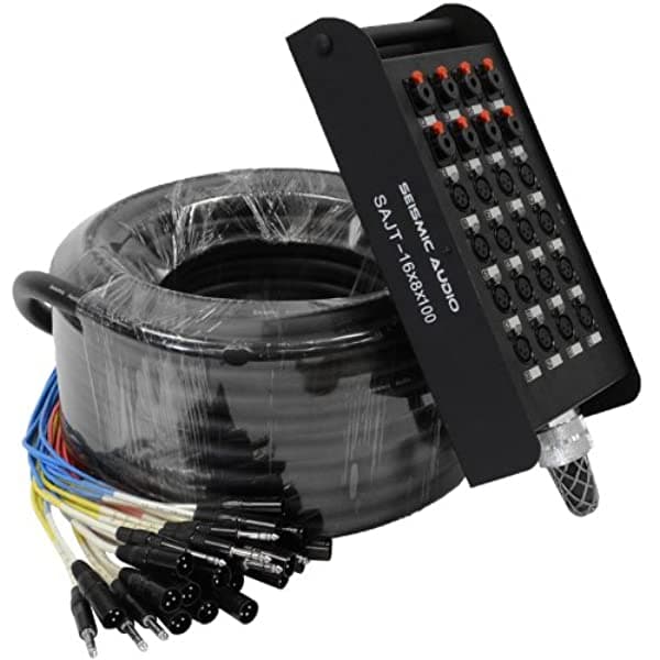 Sísmica Canal De - Sajt-16 X 8 X 100 - 16 De Audio 100 'Xlr Serpiente Con Devolución 1/4" De Cable