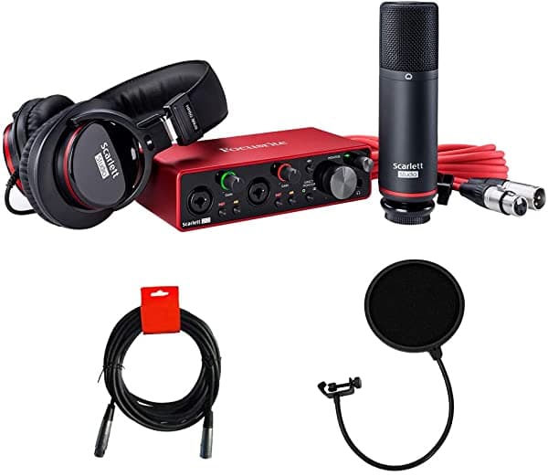 Focusrite Scarlett 2I2 Studio - Interfaz De Audio Usb Con Micrófono Y Auriculares (Tercera Generación Filtro Pop Y Cable Xlr)