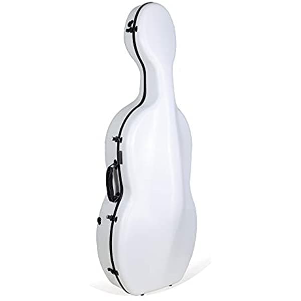 Crossrock 4 Cuerdas 4/4 Estuche de Violonchelo de Fibra de Carbono con Ruedas Compuestas de Fibra y Mochila 9.9 lb Liviano Blanco Poly CRF4000CEFWT