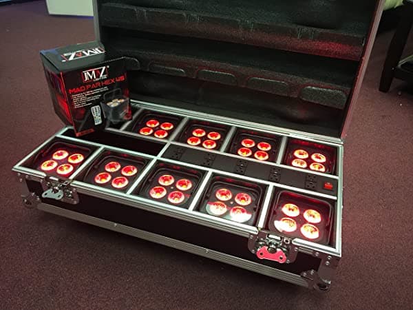 Jmaz Mad Par Hex 4S Bateria Inhalmbrico Package De 10 Luces Carging Flight Case