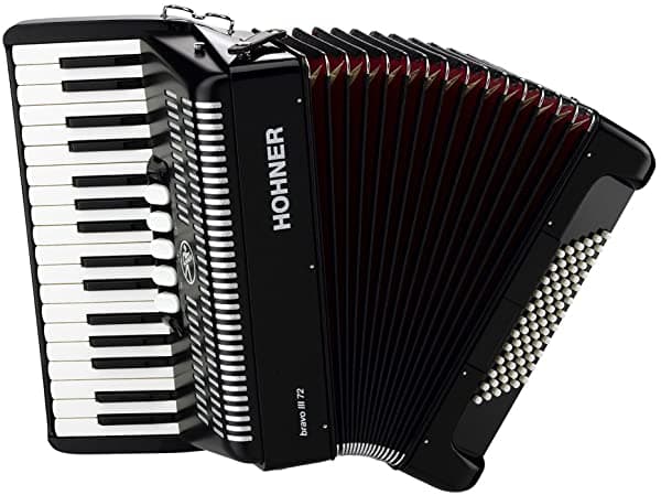 Hohner Bravo Iii Piano Accordion 72 Bajo Black BR72B