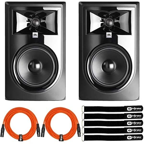 Clutch Jbl 306P Mkii 6.5 Potenciado Studio Grabación Monitor Parlantes Par W Cable De Naranja