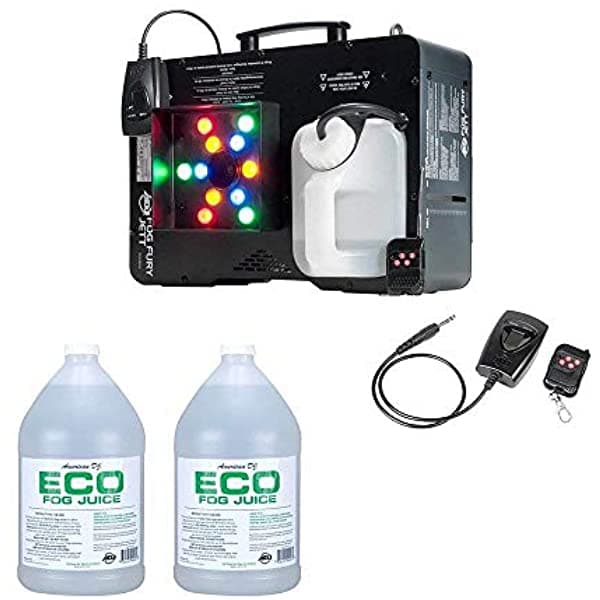 American DJ Adj Fog Fury Jett - Máquina De Humo Y Luces Led + Líquido De Jugo De Niebla Ecológica 2 Galones Fog Fury Jett+2 RFJG