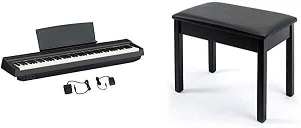 Yamaha P125 Piano Digital de Acción Pesada de 88 Teclas con Fuente de Alimentación y Pedal de Sustain Negro