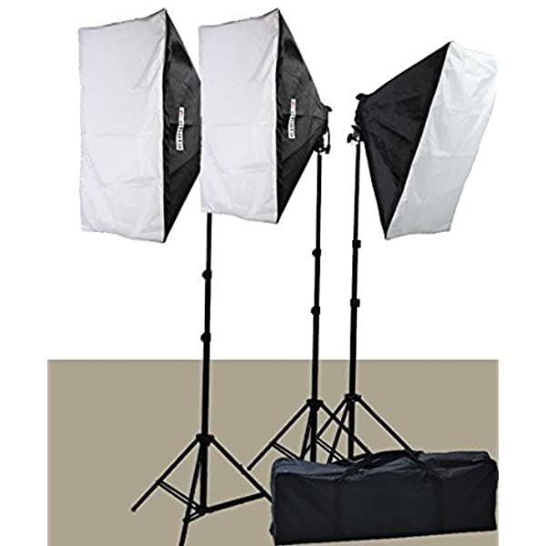 Fancierstudio 9004S3 Kit Iluminación Softbox 2400W con Pantalla Verde Chromakey y 12 Bombillas Fluorescentes de 45W