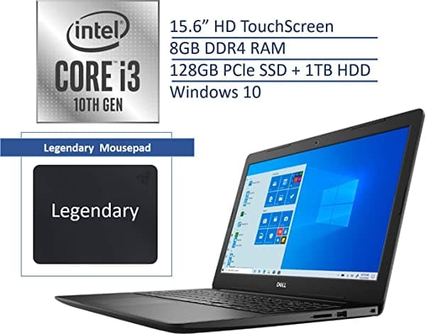 2020 Dell Inspiron 3000 156 Pulgadas Hd Pantalla Táctil Business & Home Laptop 10ª Generación Intel Core I3-1005G1 (Beats - U) 8Gb Ddr4 Ram 128 Gb Pcle Ssd (Arranque) + 1 Tb Hdd Windows 10 + Legendario Ratón D_128GB_1TB