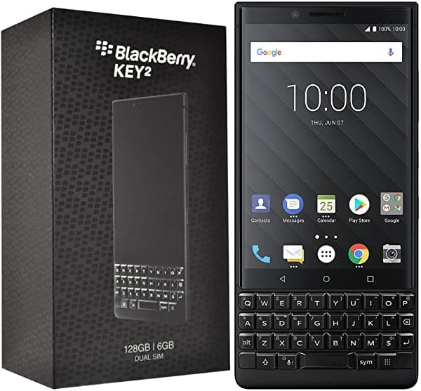 Blackberry Key2 128 Gb (Dual-Sim Bbf100-6 Gsm Solamente Sin Cdma) Smartphone 4G Desbloqueado De Fábrica (Edición Negra) - Versión Internacional (Edición Negra Teclado Qwerty Inglés) PRD-63828-009