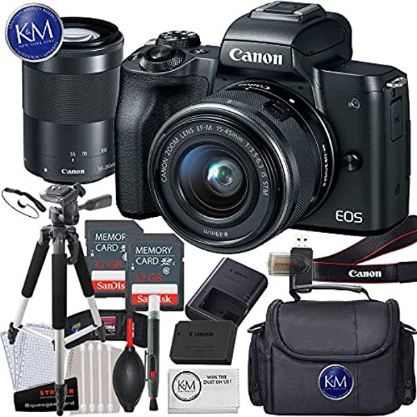 Canon Eos M50 Cámara Digital Sin Espejo K&M Bundles 2680C021