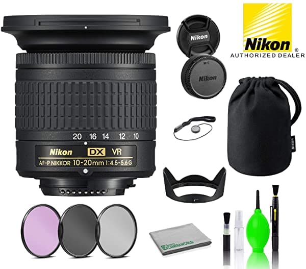 Nikon Af-P Dx Nikkor 0.394-0.787 In F/4.5-5.6G Vr Lente Usa (20067) Con El Paquete De Ofertas Kit Incluye 3 Filtros + Kit De Limpieza De Lentes De Lujo + Más