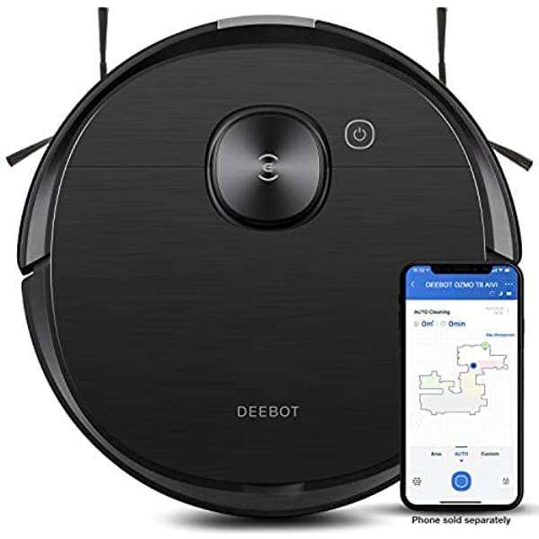 ECOVACS Deebot T8 AIVI Robot Aspirador para Pisos y Alfombras, Aspirado y Trapeado en un Solo Paso, Mapeo Láser, Reconocimiento Inteligente de Objetos con IA, Video en Vivo Bajo Demanda, Limpieza Personalizada, Más de 3 Horas de Duración de Batería OZT8AIVI