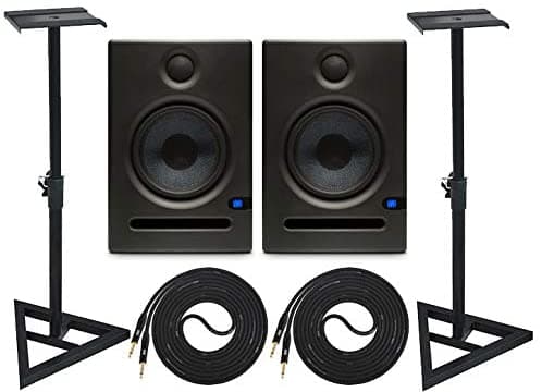 PreSonus Eris E5 Par 2 vías Monitor de estudio activo y Ultimate soporte ajustable estable 2 juego de cable de instrumento