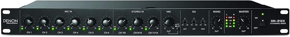 Denon Dn-312X Profesional 12 Canales Line Mezcle Priority 6 Combinación Hdhq Entradass Mic Phantom Y Selector De Línea Selector 6 Mono 3 Estereo Rca Entradass 1U Estantería Montable