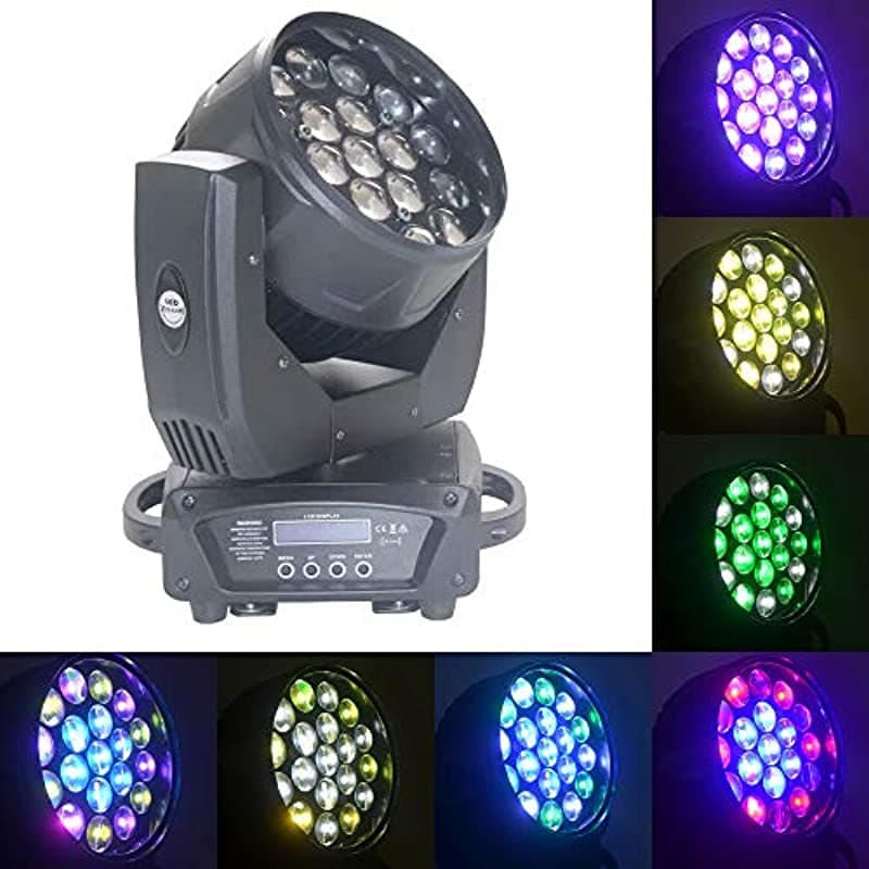 Boulder Pro 19 x 15 W Zoom Beam Wash - Luz de cabezal móvil para efecto de iluminación de escenario con LED RGBW 4 en 1 y control DMX DJ Disco y Discoteca