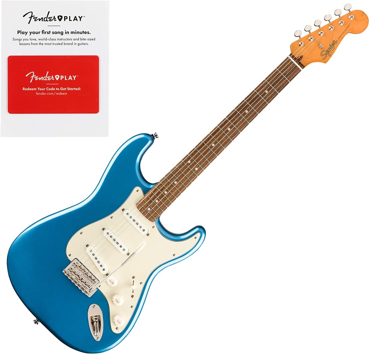 Squier 0374010502 Classic Vibe '60S Stratocaster Diapasón De Laurel Color Azul Lago Con Tarjeta De Juego Fender