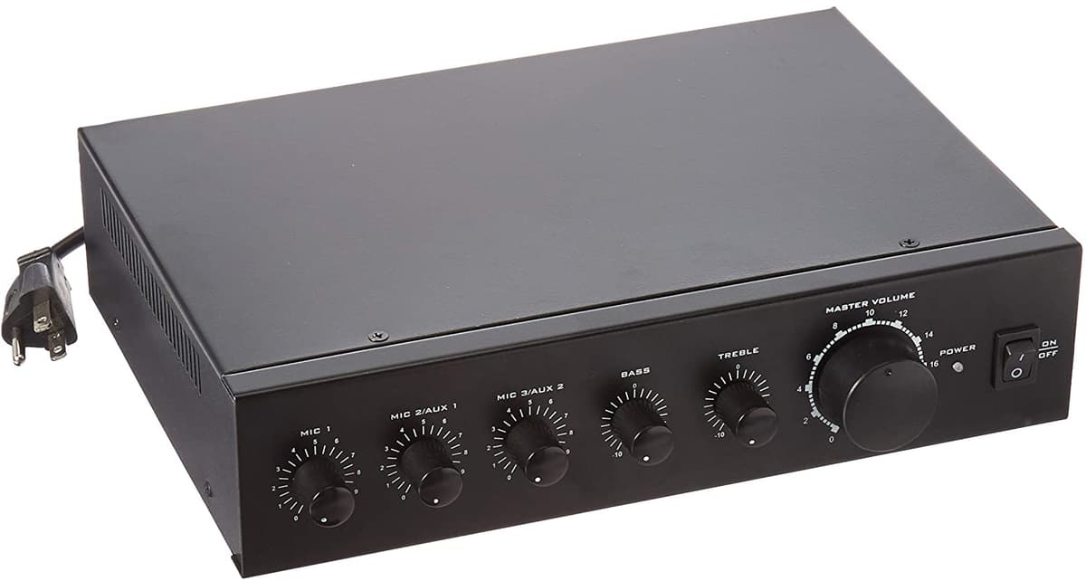 Monoprice Commercial Audio 60W 2 Canales Amplificador Mezclador De 3 Canales 100 70V Amp De Mezclador 118800