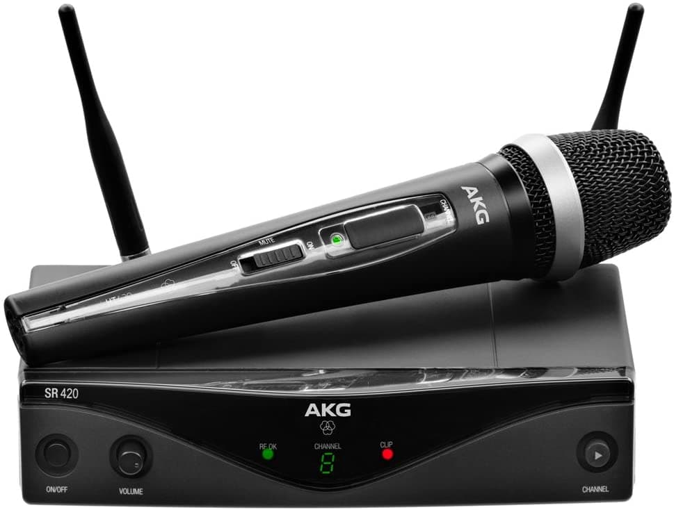AKG Pro Audio WMS420 Vocal Set Band A Sistema de Micrófono Inalámbrico con Receptor Estacionario SR420 y Transmisor de Mano HT420 3416H00010